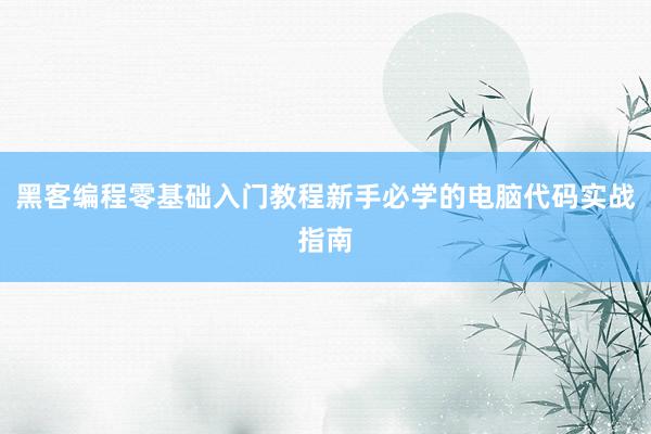 黑客编程零基础入门教程新手必学的电脑代码实战指南