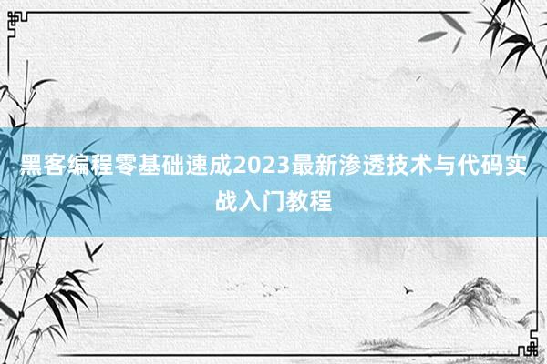 黑客编程零基础速成2023最新渗透技术与代码实战入门教程